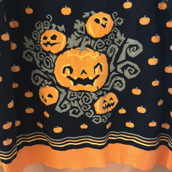 Fun.com Halloween Pumpkin Jack-O-Lantern Ugly Sweater Black Orange Size XL - Picture 5 of 11